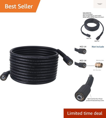 #ad #ad High Pressure Washer Hose 25 FT X 1 4 Inch 3600 PSI M22 14mm Replacement ... $43.99