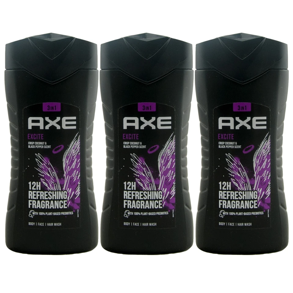 Axe Duschgel EXCITE 3 x 250ml knackige Kokosnuss & schwarzer Pfeffer Duft 12H