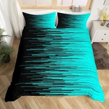 TealBlue Bedding Duvet Cover Set King Size Strip King No Comforter Tealblue