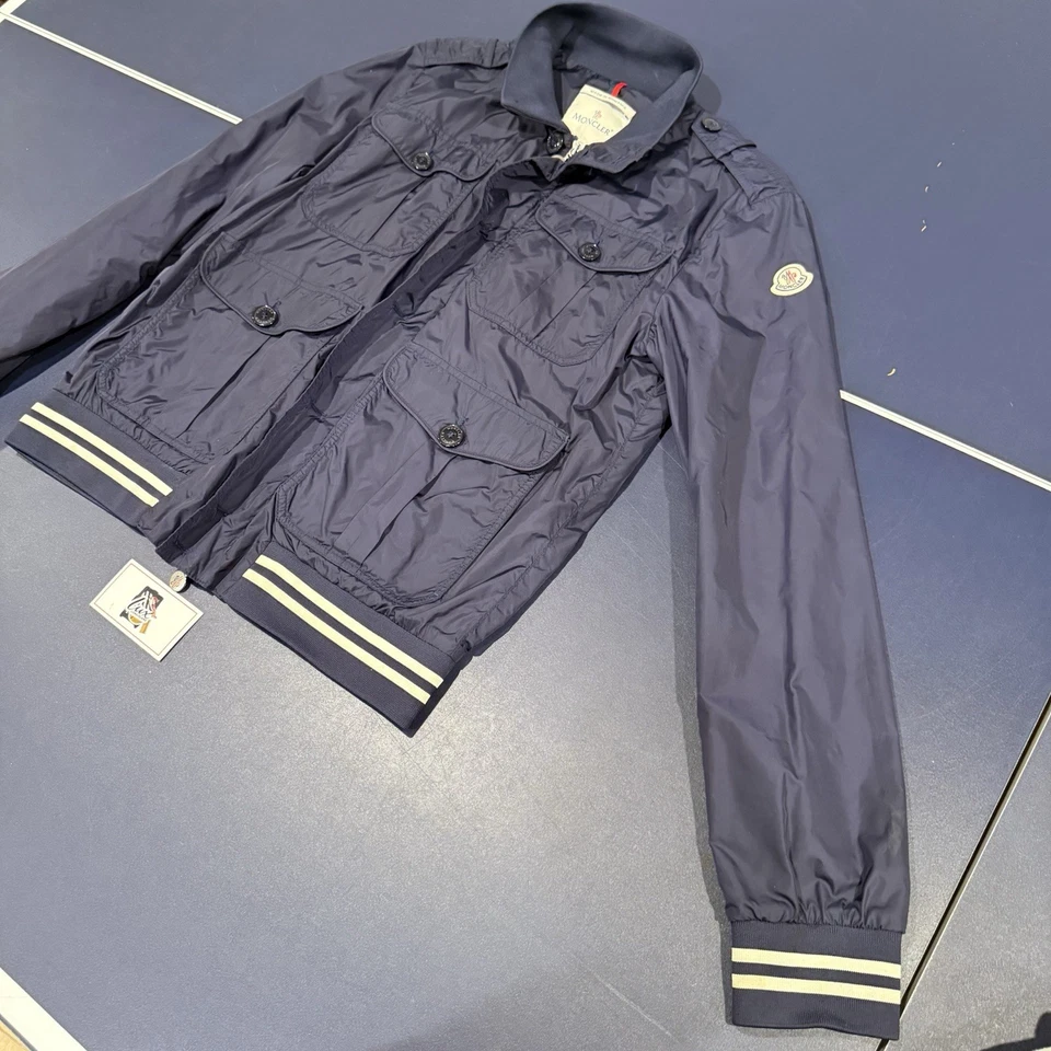 Moncler Nylon Field Jacket Bomber Blouson Men Size 4/Large Navy Blue Maglia Logo - Image 4 of 4