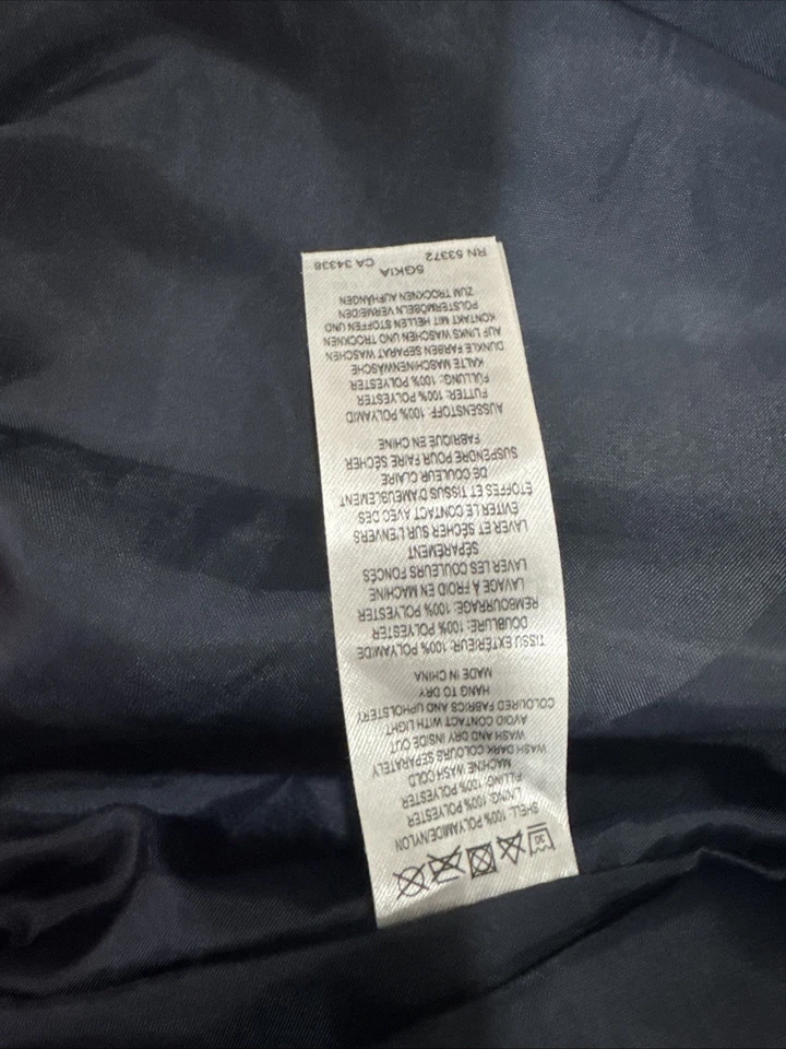 Chaleco acolchado con capucha azul marino French Connection para hombre talla L chaqueta con cremallera Foto 3 de 4