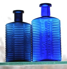 Rare Color Poison Bottle: (Kuhn, KI-1), Poison Poison, deep sapphire blue,