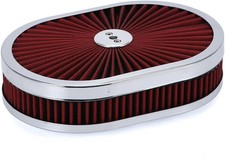 12x2 High Flow Oval Full Finned Air Cleaner Kit W Element For 5-18 Carb Neck