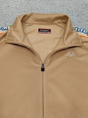 Kappa Full Zip Track Jacket Multicolor Logo Sleeve Beige Mens Medium 40'' Chest