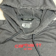 Carhartt Force Hoodie Mens Medium Charcoal Gray Relaxed Fit Graphic Sweatshirt