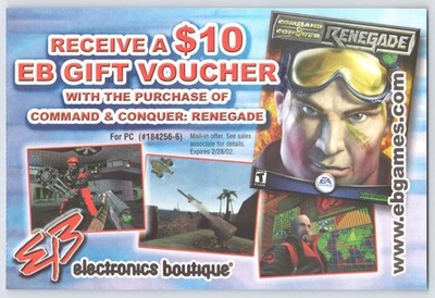 Command & Conquer Renegade - PC Game - Vintage Original Promo Card 2002