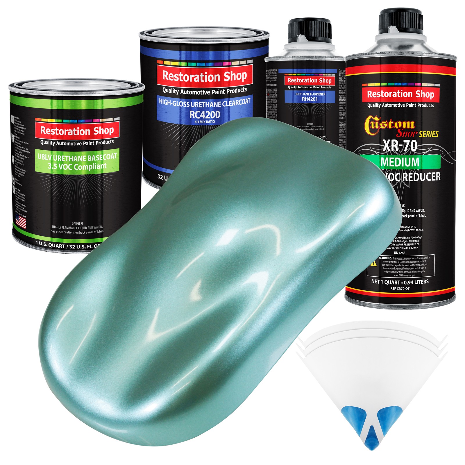 Silver Aqua Metallic Quart Kit Low VOC URETHANE BASECOAT Car Auto Body Paint Kit