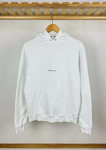 SAINT LAURENT (YSL) Saint Laurent Felpa Uomo Bianca con Cappuccio Manica Lunga In Condizioni Distressed Taglia S