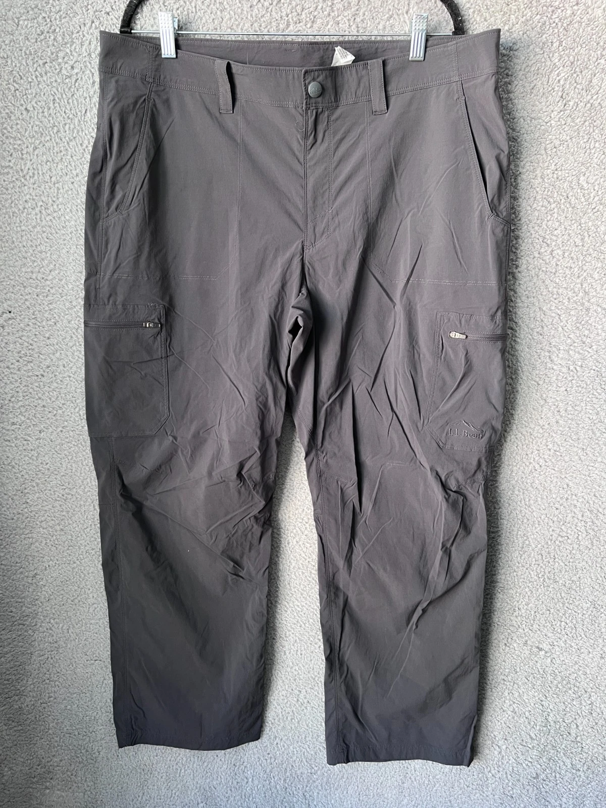 LL Bean Pants Men 38x30 Gray Cresta Water Resistant Stretch Standard Fit Hiking