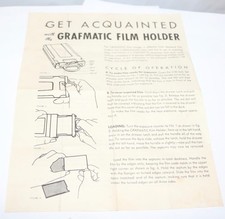 Graflex Grafmatic Film Holder Original Instructions Free USA Shipping