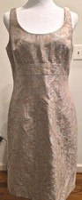 Carmen Marc Valvo Women's  Cocktail Dress Beige Brocade Size 8