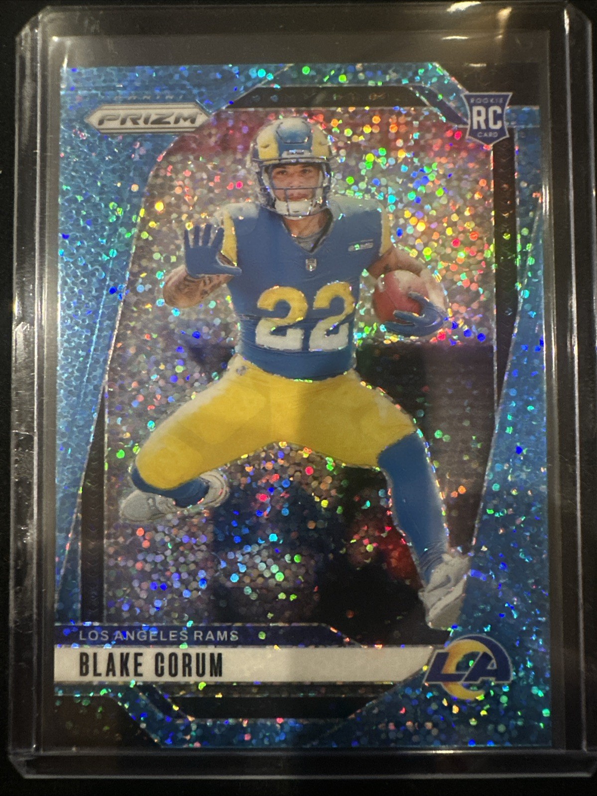 2024 Panini Prizm Blake Corum #308 Blue Sparkle Prizm Rookie /96