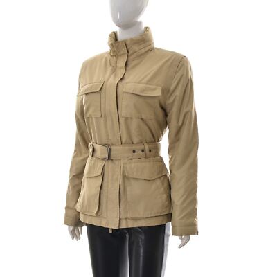 Massimo Dutti Woman Belted Parka Jacket Stand Up Cargo Pocket