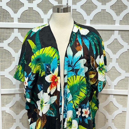 Jams World Honolulu Blumendruck Kimono Staubtuch Damen Einheitsgröße offen Strand Überwurf - Bild 2 von 12