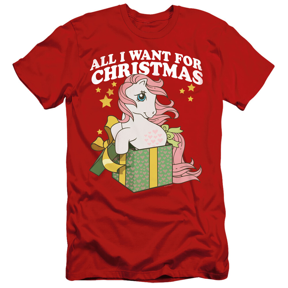 T shirt My Little Pony slim fit tutto quello che voglio per Natale maglietta rossa