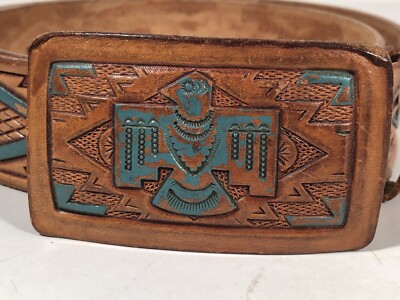 Vintage Chambers Mens 32 Leather Western Thunderbird SW Indian