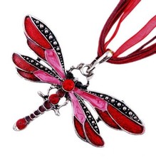 Vintage Fashion Dragonfly Pendant Necklace Chain Crystal Rhinestone Silver