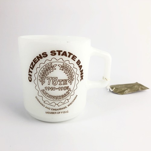 Galaxy Milk Glass Coffee Cup Mug Citizens State Bank 75th Anniversary Promo - Picture 6 of 7