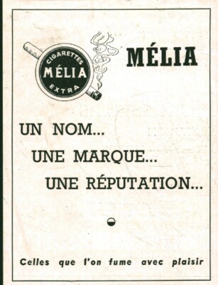 Alte Reklame Zigaretten Mélia 1952 aus Zeitschrift