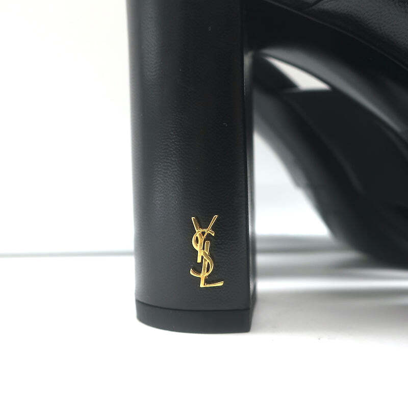 Sandali incrociati Saint Laurent LouLou in pelle nera misura 36 tacco aperto