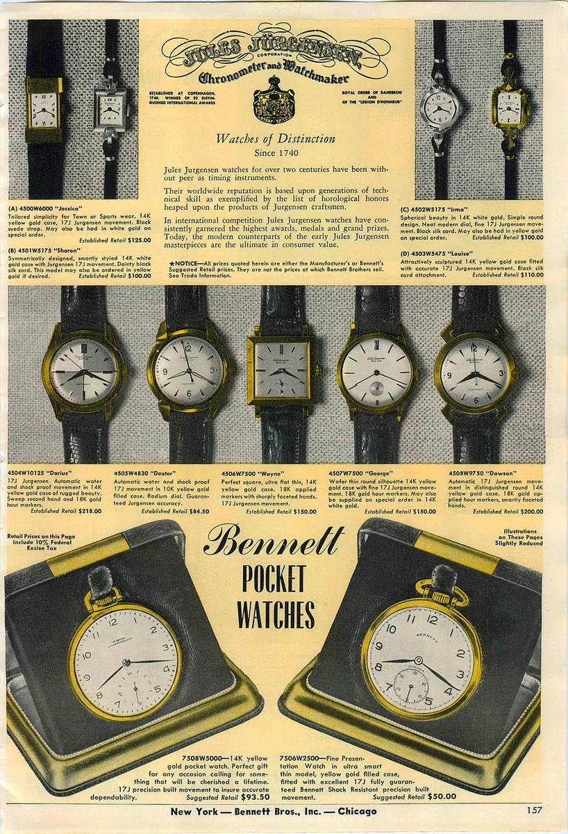 1956 ADVERT Jules Jurgensen Wrist Watch Darius Dawson Bennett eBay