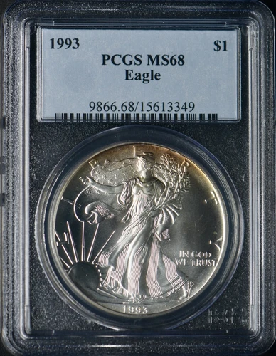 1993 American Silver Eagle - PCGS MS68 Toning - Blue Label - ✪COINGIANTS✪