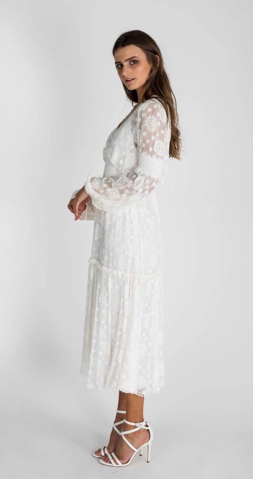 LOVER Diente de León Midi Blanco Usado en Excelente Condición Talla 14 Usado en Excelente Condición Raro PVP $595 Foto 3 de 4