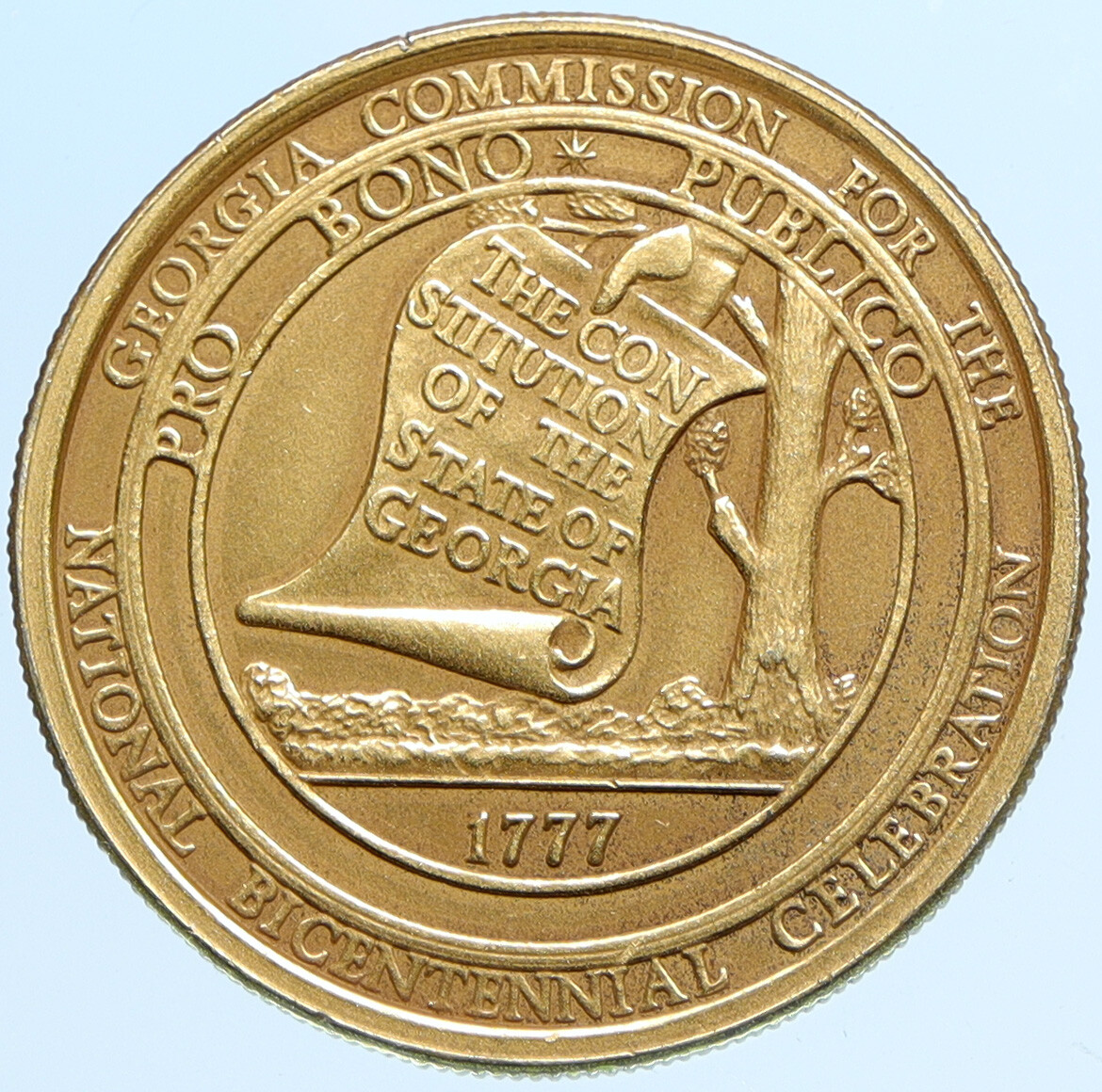 1976 USA American Bicentennial GEORGIA COMMISSION Old Gilt Silver