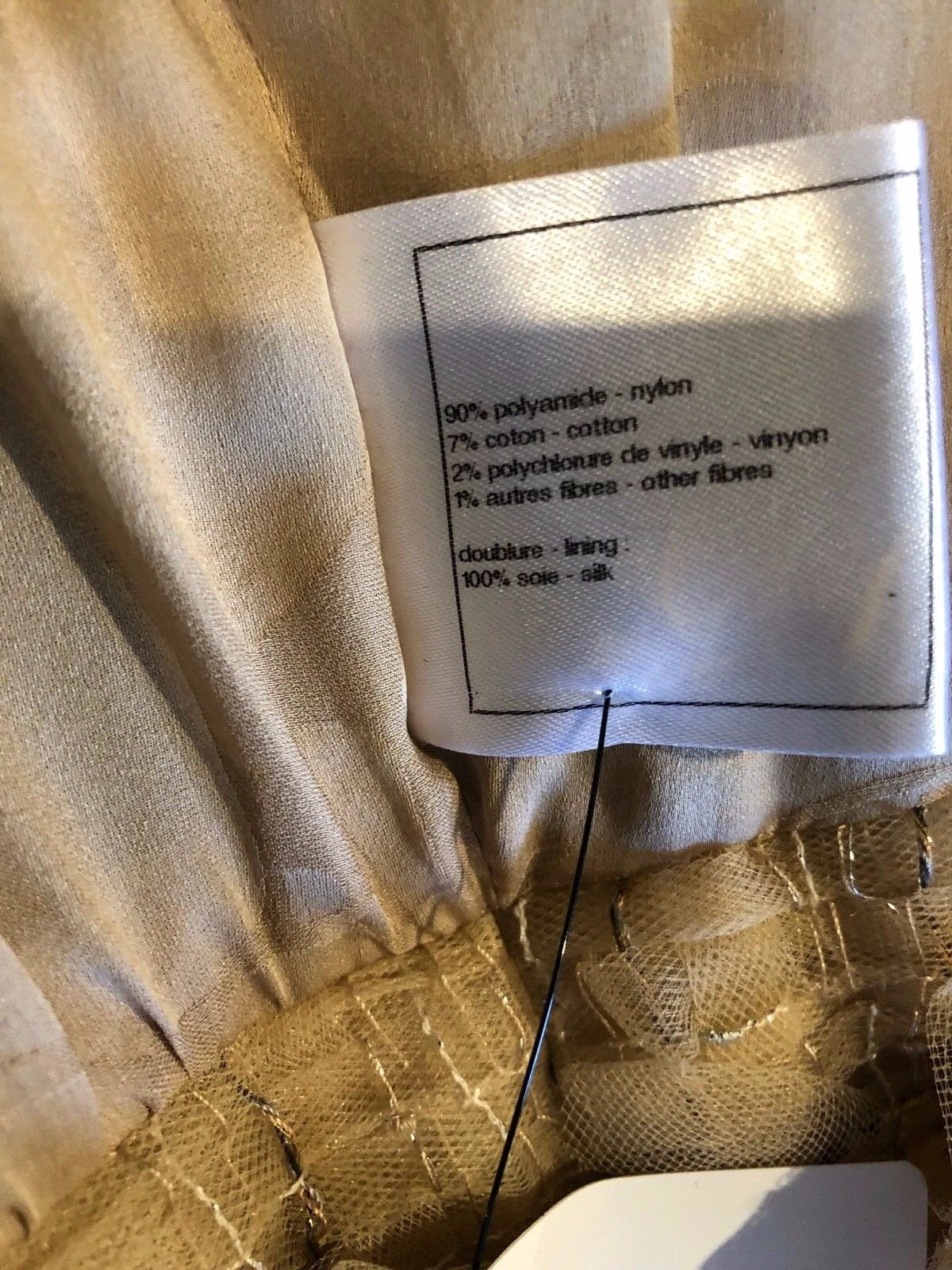 CHANEL 12P VINTAGE NUOVA GIACCA TWEED TULLE BEIGE PAILLETTES ARRUFFATE CC FR38 40 $13K