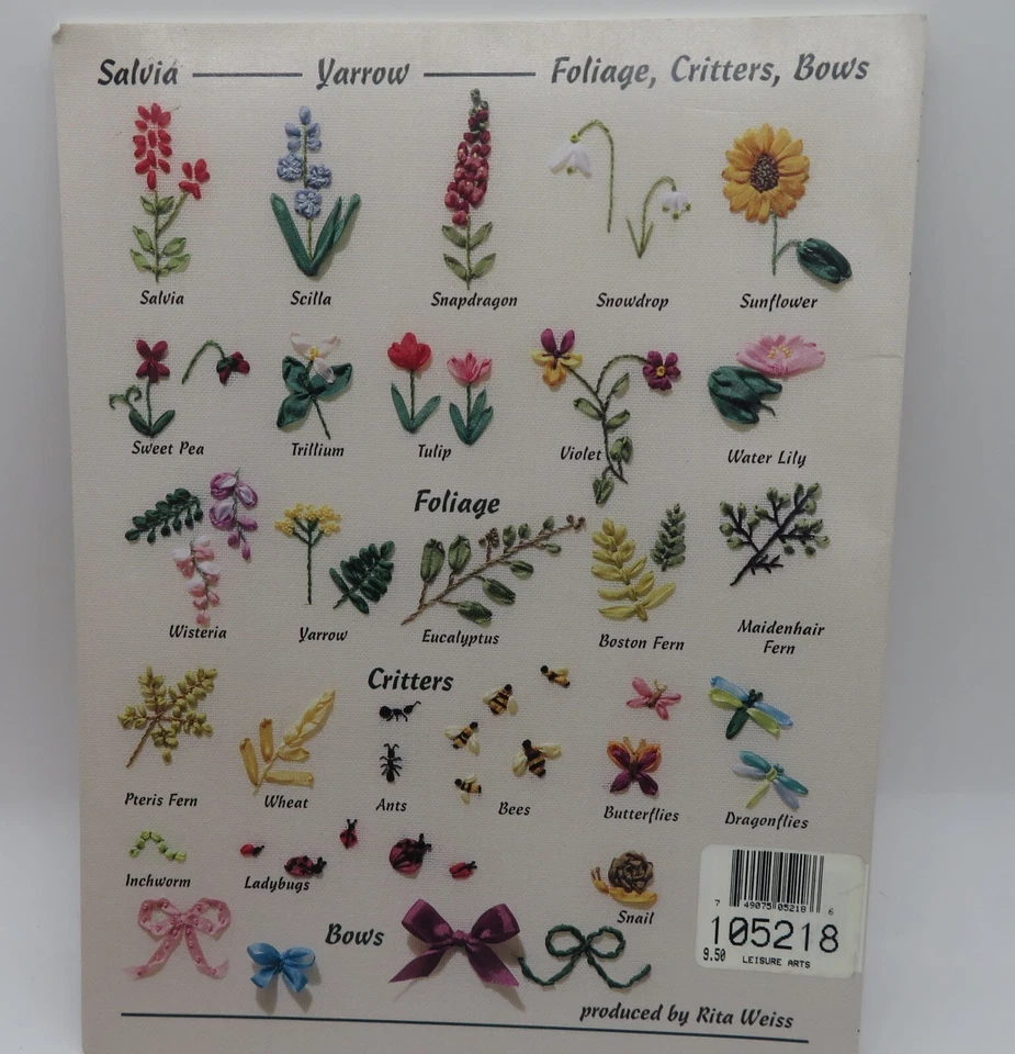 An Encyclopedia of RIBBON EMBROIDERY FLOWERS  Instruction Booklet #3405 - Image 4 of 4