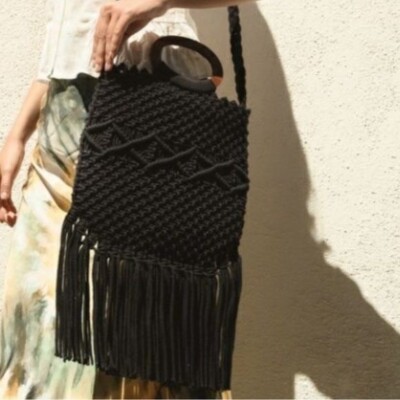 Danielle Nicole Macrame black bag. New.
