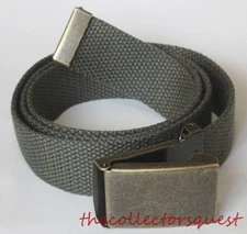 NEW BRASS FLIP TOP ADJUSTABLE OLIVE CANVAS MILITARY GOLF WEB UNIFORM BELT BUCKLE