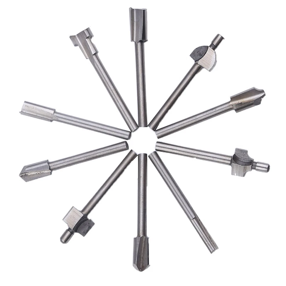 1/8" 3.2mm Mini Shank HSS Router Bits Files Fits Dremel Rotary Tool Set 10pcs - Image 3 of 4