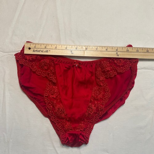 Vintage Silkscreen 100% Silk Camisole Panty Set Size M Red Lace Second Skin Y2K - Picture 15 of 17