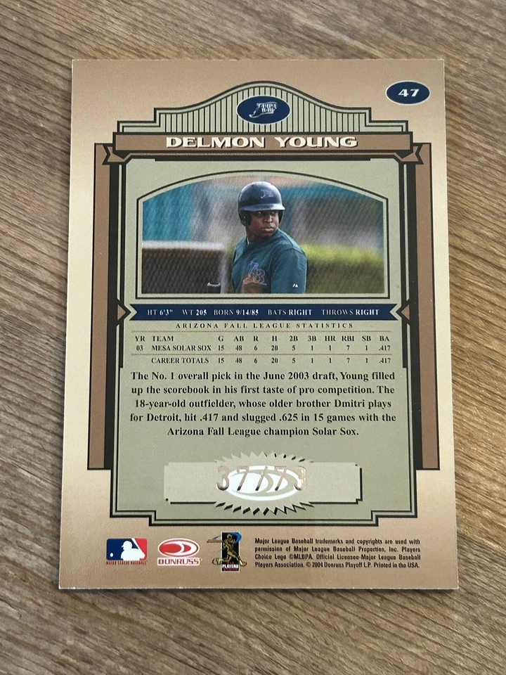 2004 Donruss Timeless Treasures Bronze Signatures /73 Delmon Young Auto RC - Image 2 of 2