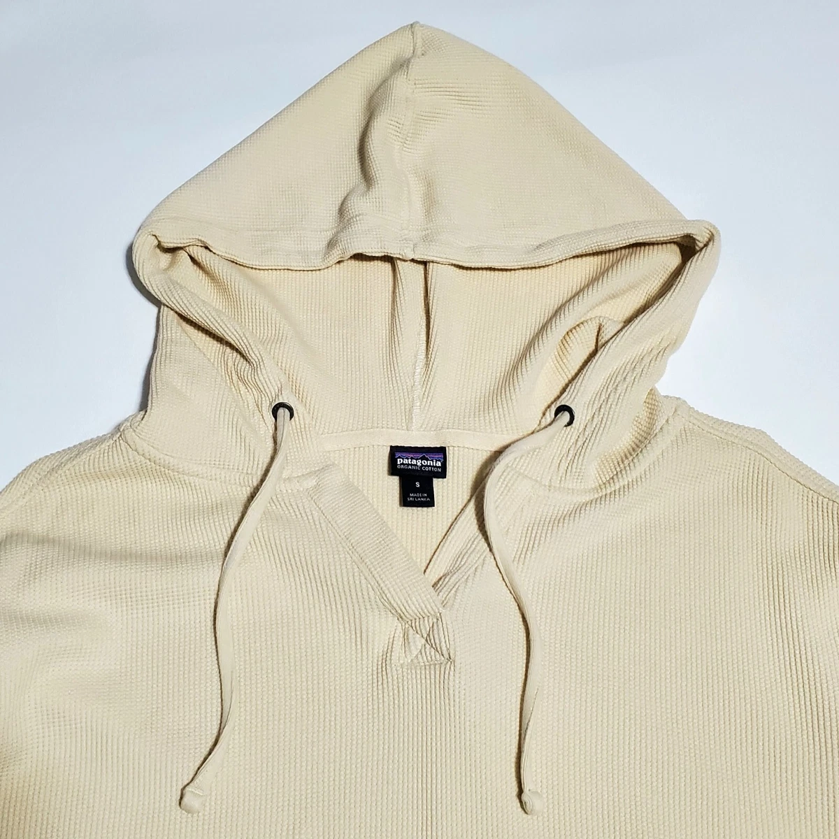 Patagonia Size Small Cream Waffle Knit Tunic Hoodie Organic Cotton | eBay