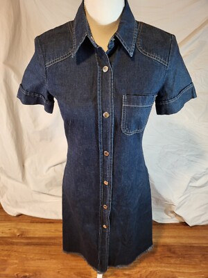 fcuk denim dress Leighton Denim Banana Sleeve Mini Dress Dark Indigo