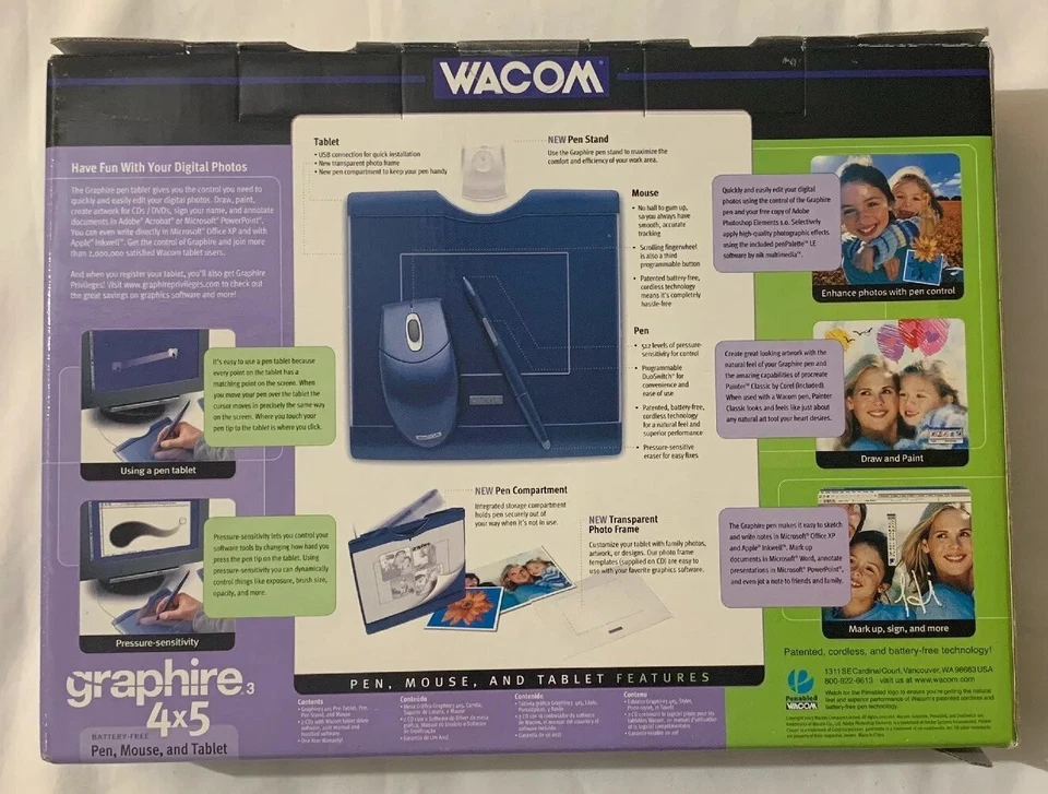 Wacom Graphire 3 4x5 USB Tablet w/Pen, Mouse & Software CD's CTE430SA New Sealed - Image 4 of 4