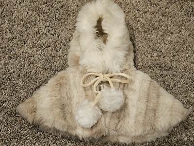 fits Cabbage Patch Kids Fake Fur Coat W/Hood white/brn fancy furs