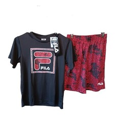 Fila Shorts Set 10 Boys Black Red Pixel Design Basketball School Everyday