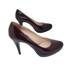 ⭐$950 Sz 7/38 Prada Women Patent Leather Burgundy Platform career Pumps 4” Heel⭐
