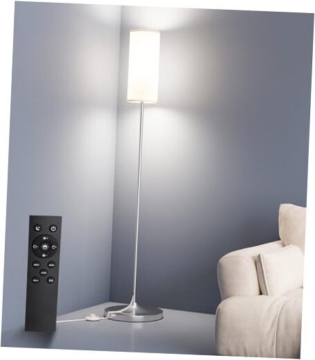 LED Floor Lamp for Living Room, Dimmable Standing Lamps with Foot Silver