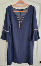 Naif Blue Boho Bell Sleeve Dress Medium