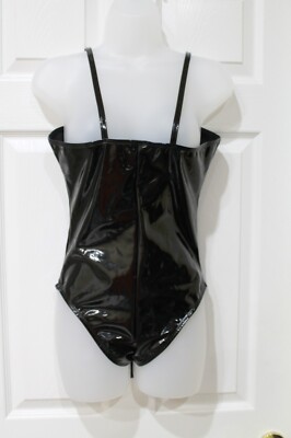 Frederick's of Hollywood black shiny sexy teddy NEW (KYRA stylex90-2029)