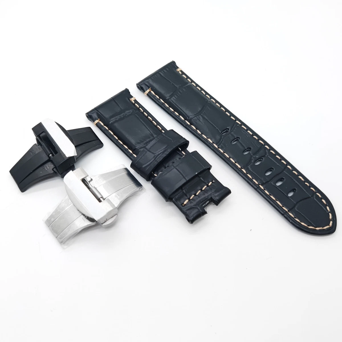 Original Panerai Caoutchouc Black Strap 22/20mm BA-Cinturino Caucciù - Foto 2