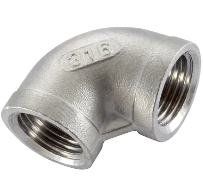 Stainless Steel Elbow 90° Pipe Fittings Marine Grade 316 BSP Female Thread WPL