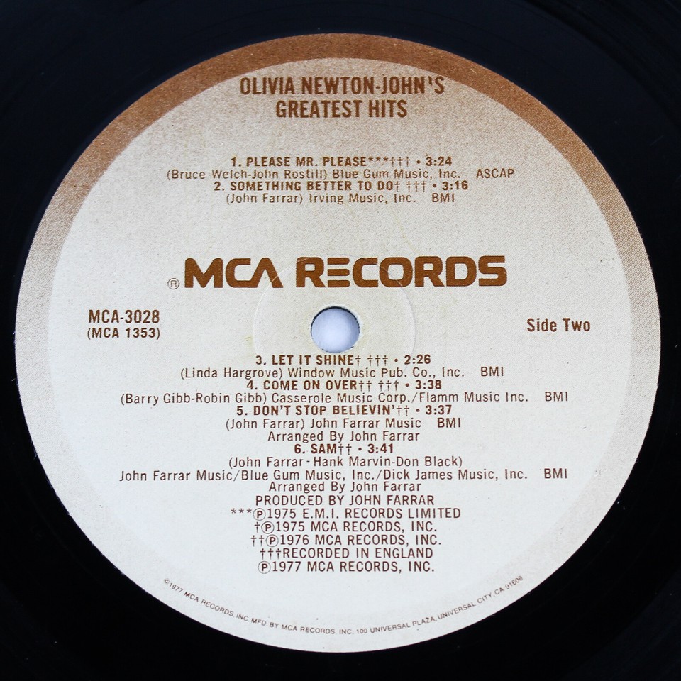 Vintage MCA Records Olivia NewtonJohn's Greatest Hits 1977 12" Record