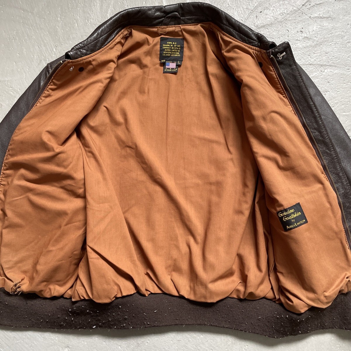 Vintage Avirex Goatskin Leather A-2 Flight Bomber Jacket Vintage Avirex Goatskin Leather A-2 Flight Bomber Jacket