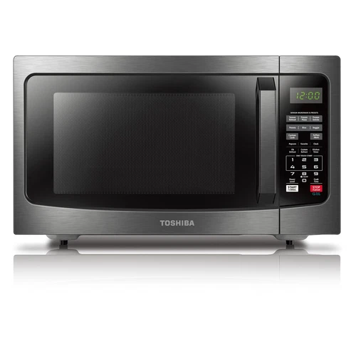 Toshiba 1.2 Cu.Ft 1100W Black Stainless Steel Microwave Oven Sensor Cooking