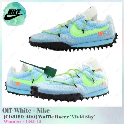 Off-White × Nike Waffle Racer Vivid Sky CD8180-400 Women's US5-15 NEW